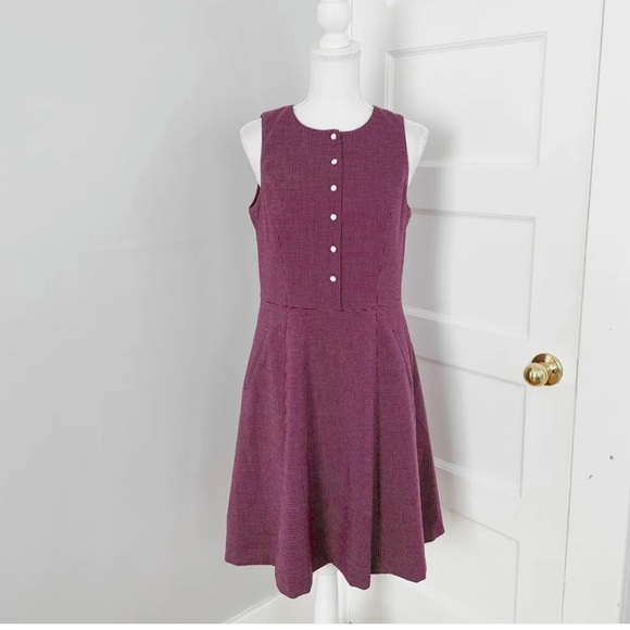 Gal Meets Glam Polka Dot Meg Sleeveless Jacquard Fit &Flare Button Front Dress 8 - Picture 5 of 12